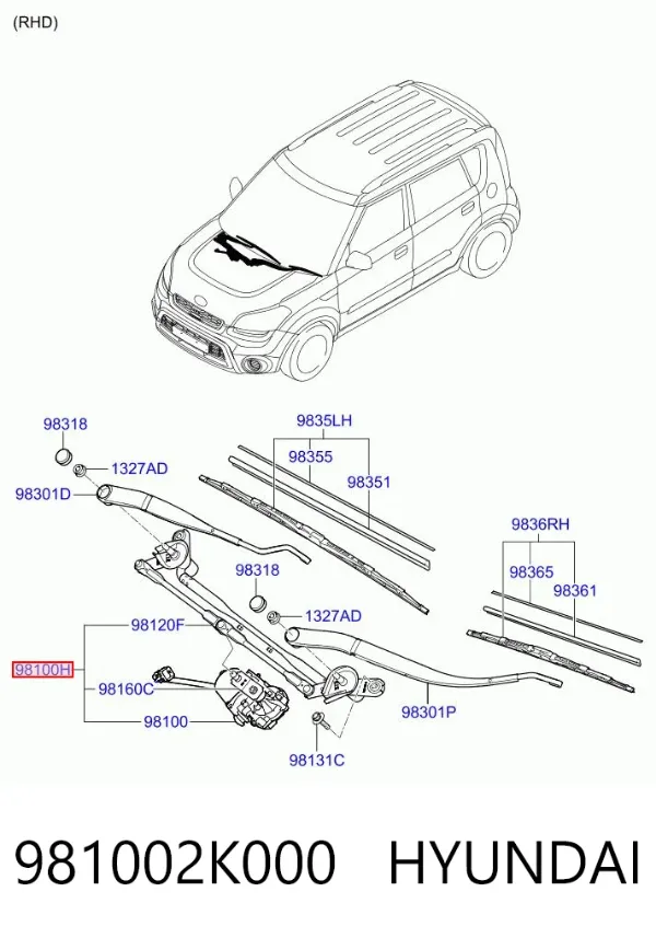 Mechanizm wycieraczek KIA Soul I