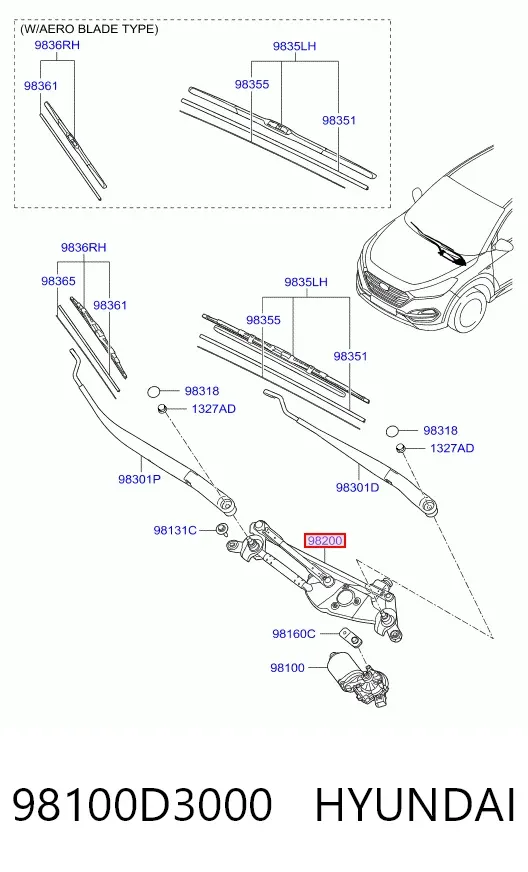 Mechanizm wycieraczek Hyundai Tucson III
