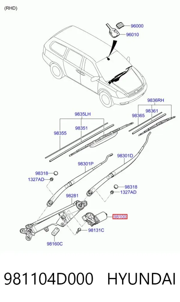 Silniczek wycieraczki szyby przedniej KIA Carnival III
