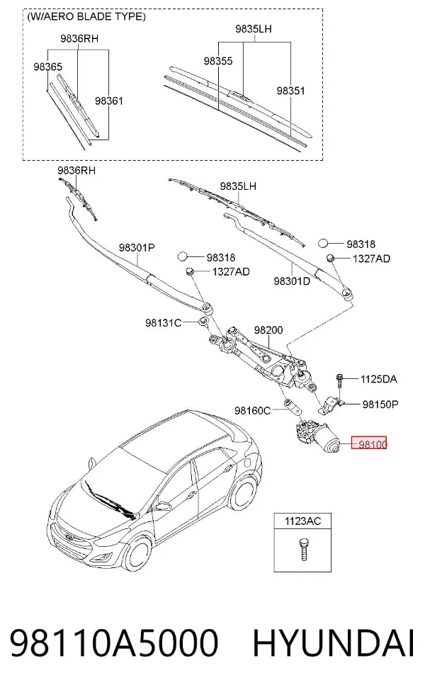 Silniczek wycieraczki szyby przedniej Hyundai I30 GDH