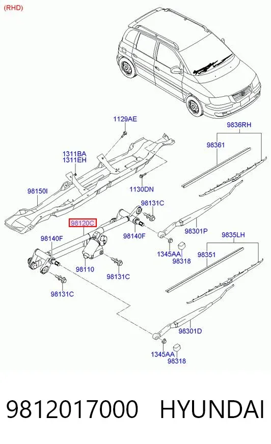 Mechanizm wycieraczek Hyundai Matrix FC