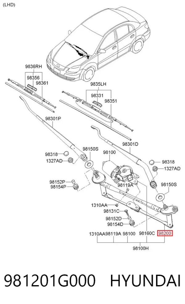 Mechanizm wycieraczek Hyundai Accent III