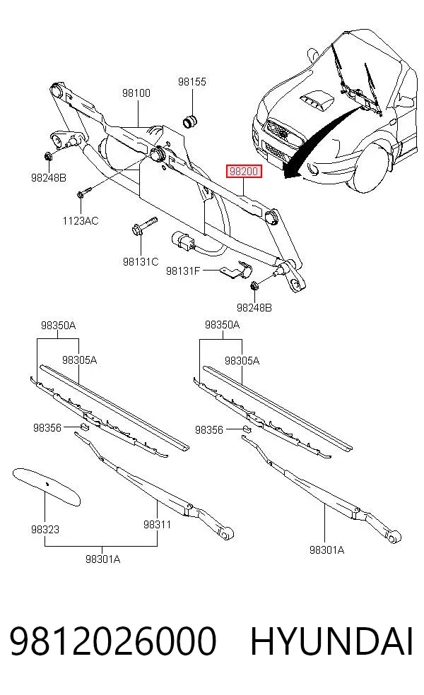 Mechanizm wycieraczek Hyundai Santa Fe I