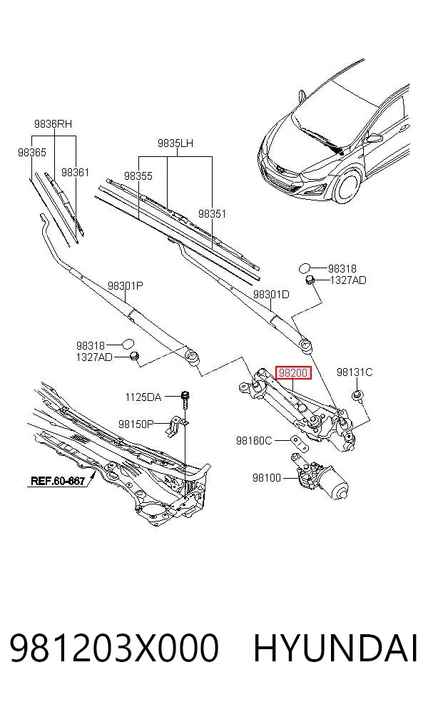 Mechanizm wycieraczek Hyundai Elantra V