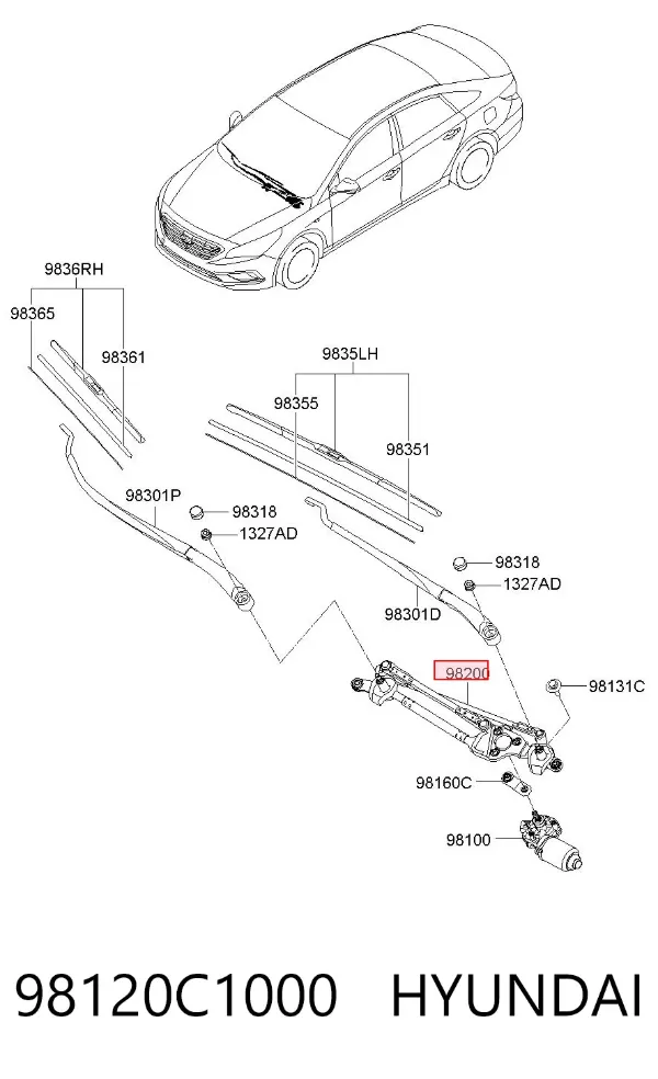 Mechanizm wycieraczek Hyundai Sonata VII