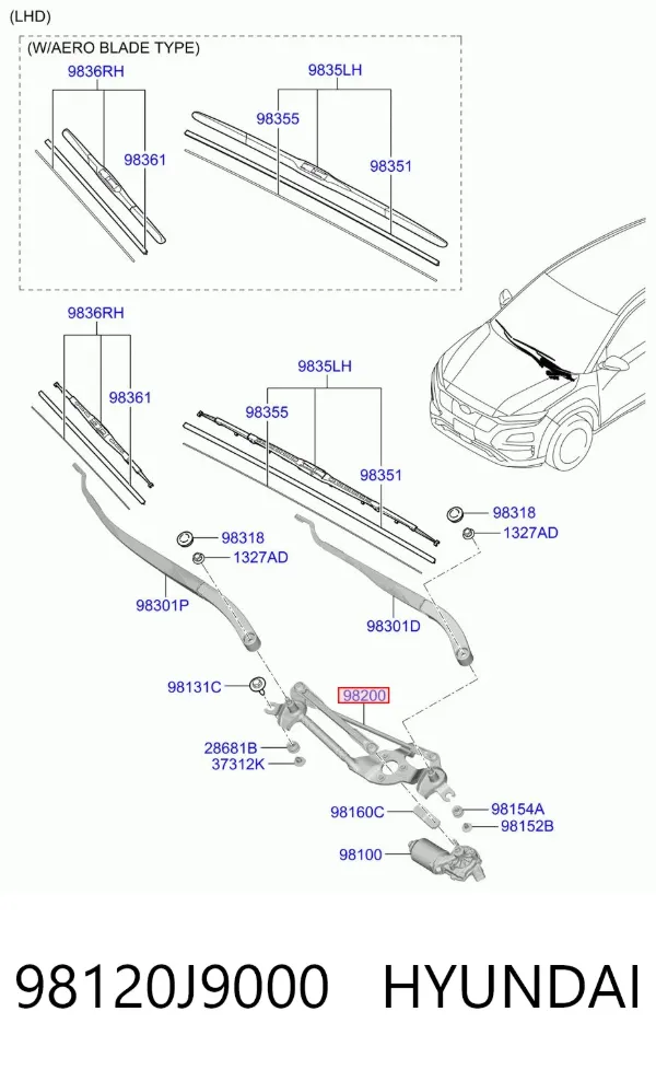Mechanizm wycieraczek Hyundai KONA OS