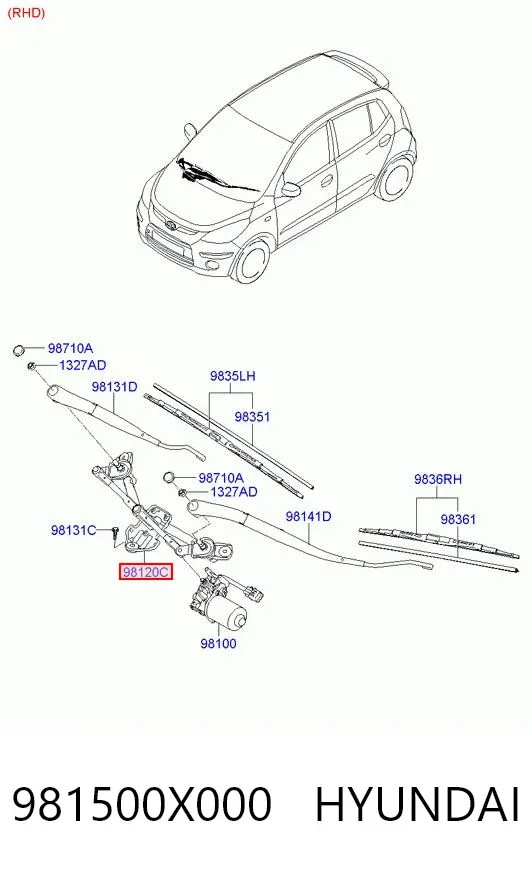 Mechanizm wycieraczek 981500X000 Hyundai/Kia