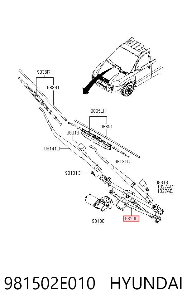 Mechanizm wycieraczek 981502E010 Hyundai/Kia