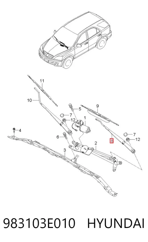 Ramię wycieraczki szyby przedniej KIA Sorento I
