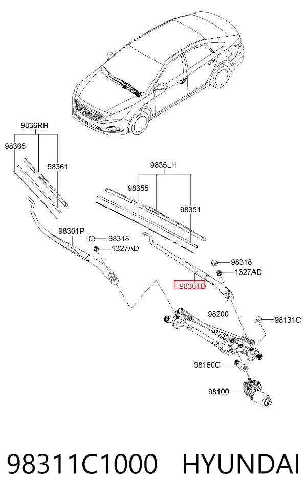 Ramię wycieraczki szyby przedniej Hyundai Sonata VII