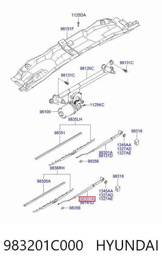 Ramię wycieraczki szyby przedniej 983201C000 Hyundai/Kia