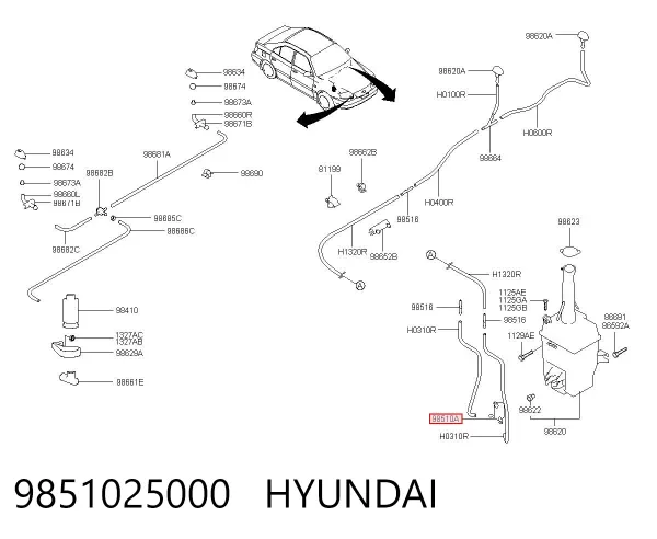 Pompka spryskiwacza szyby przedniej 9851025000 Hyundai/Kia