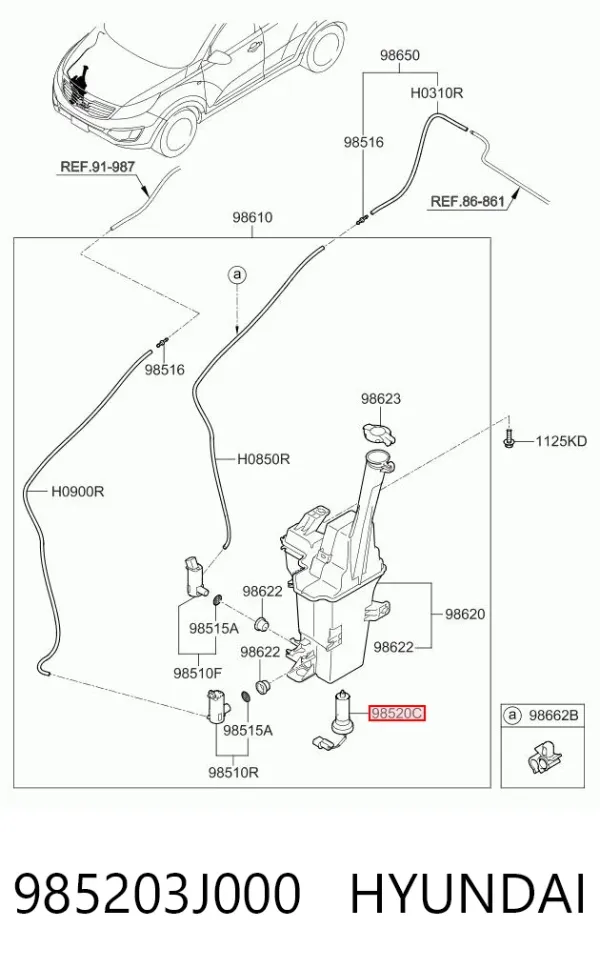 Czujnik poziomu płynu spryskiwacza szyby 985203J000 Hyundai/Kia