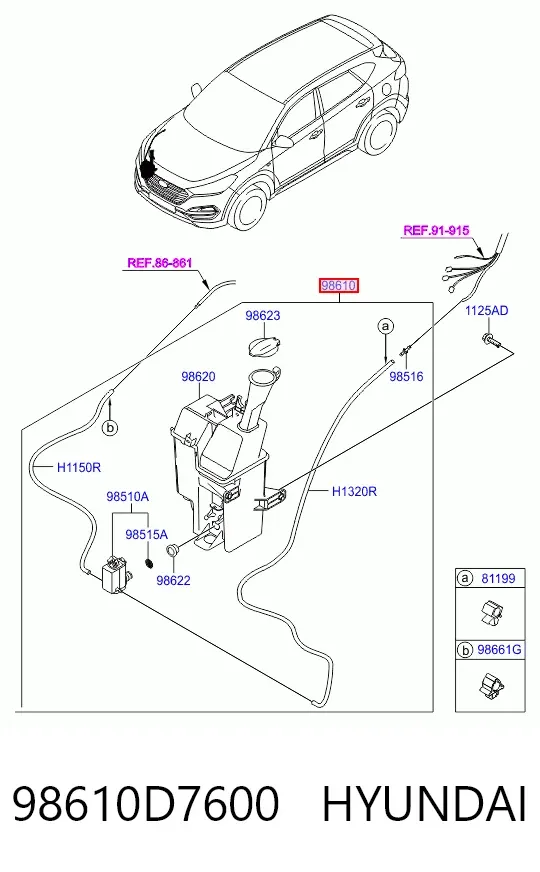 Zbiorniczek spryskiwacza szyb 98610D7600 Hyundai/Kia