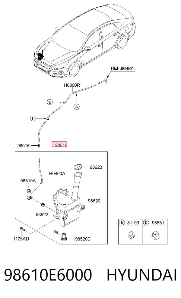 Zbiorniczek spryskiwacza szyb 98610E6000 Hyundai/Kia