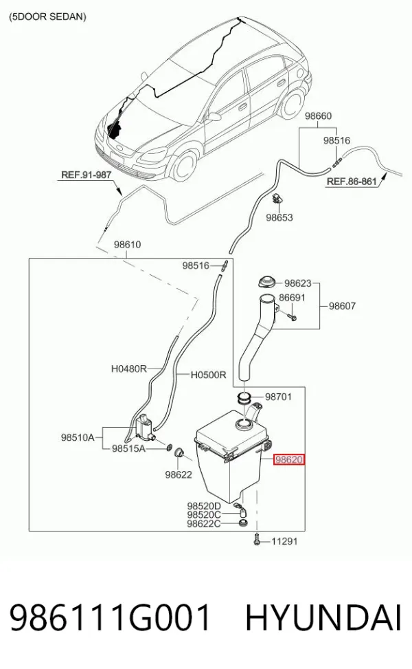 Zbiorniczek spryskiwacza szyb 986111G001 Hyundai/Kia