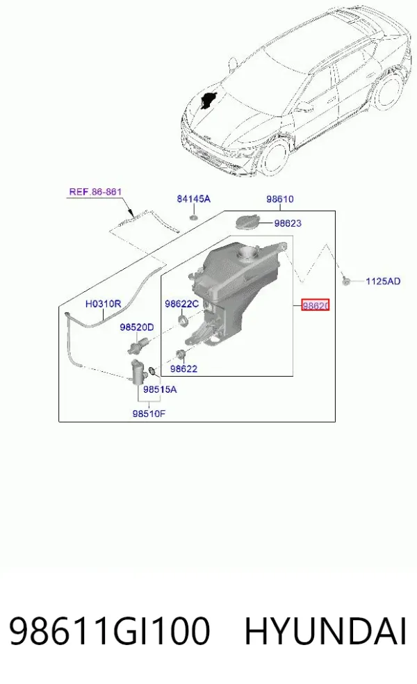 Zbiorniczek spryskiwacza szyb 98611GI100 Hyundai/Kia