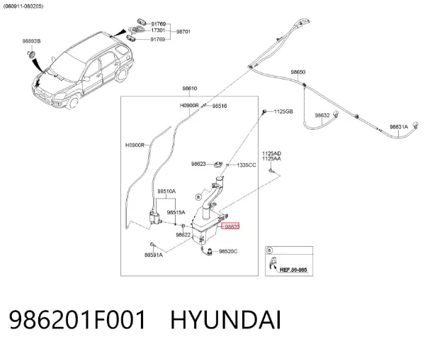 Zbiorniczek spryskiwacza szyb 986201F001 Hyundai/Kia