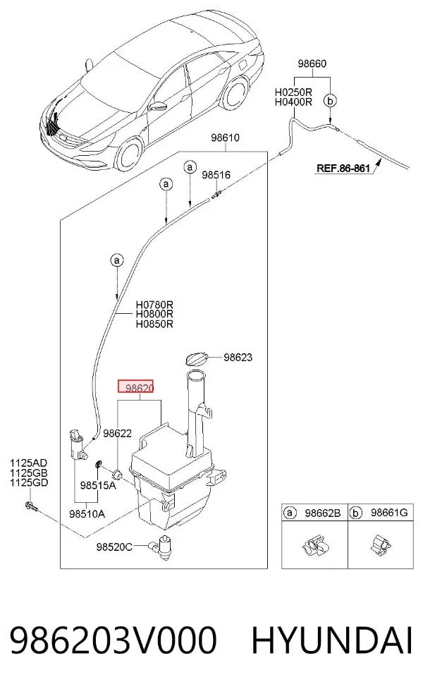 Zbiorniczek spryskiwacza szyb 986203V000 Hyundai/Kia