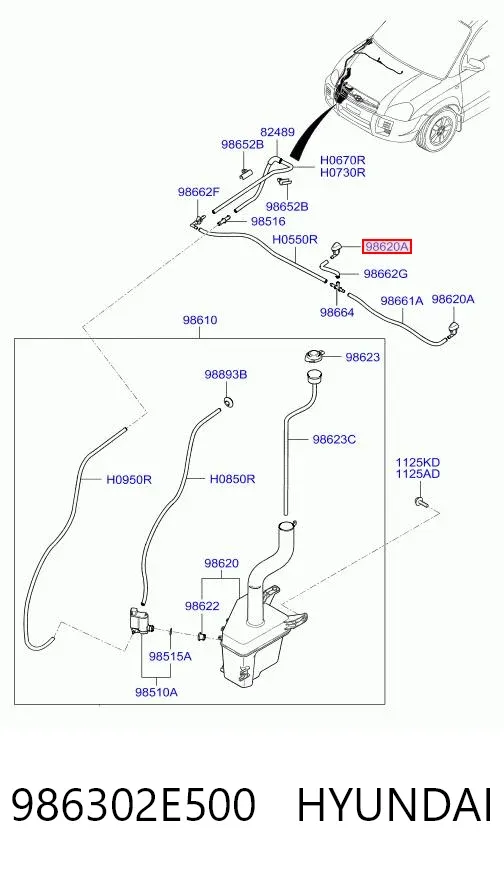 Dysza spryskiwacza szyby przedniej Hyundai Tucson I