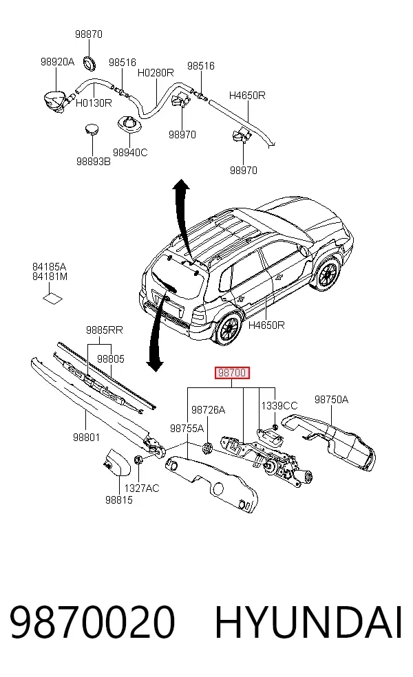 Silniczek wycieraczki tylnej szyby 9870020 Hyundai/Kia