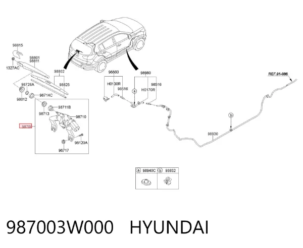 Silniczek wycieraczki tylnej szyby 987003W000 Hyundai/Kia