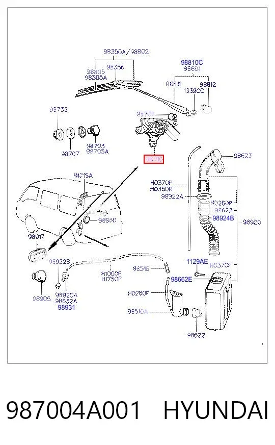 Silniczek wycieraczki tylnej szyby Hyundai H-1 STAREX Starex