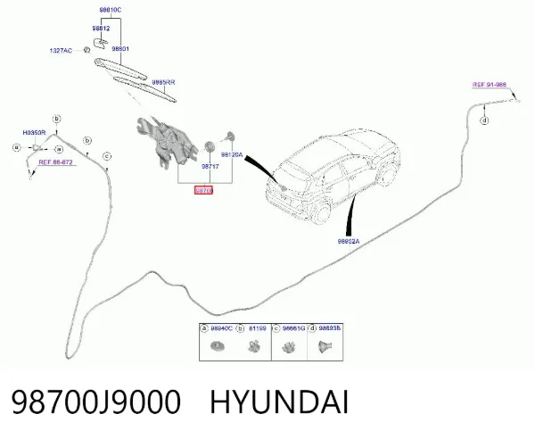 Silniczek wycieraczki tylnej szyby Hyundai KONA OS