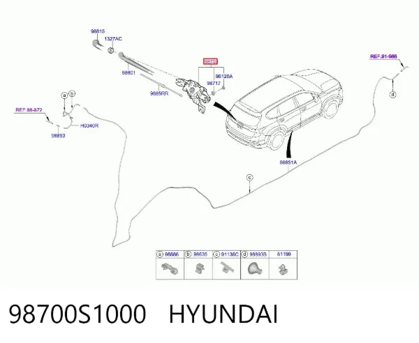 Silniczek wycieraczki tylnej szyby 98700S1000 Hyundai/Kia