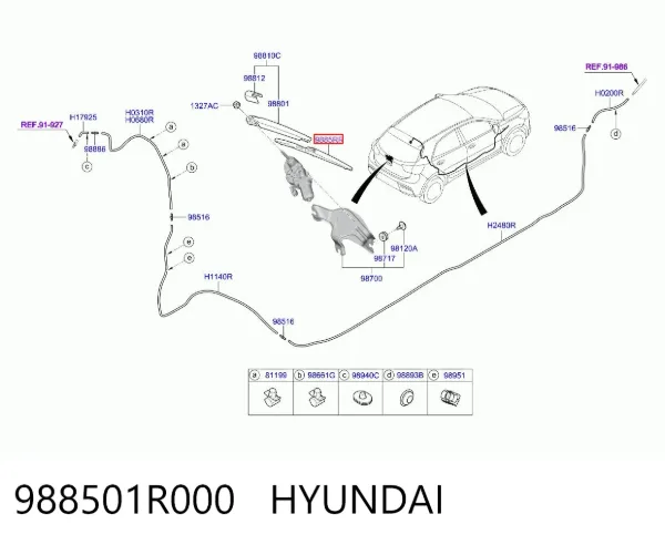 Pióro wycieraczki szyby tylnej 988501R000 Hyundai/Kia