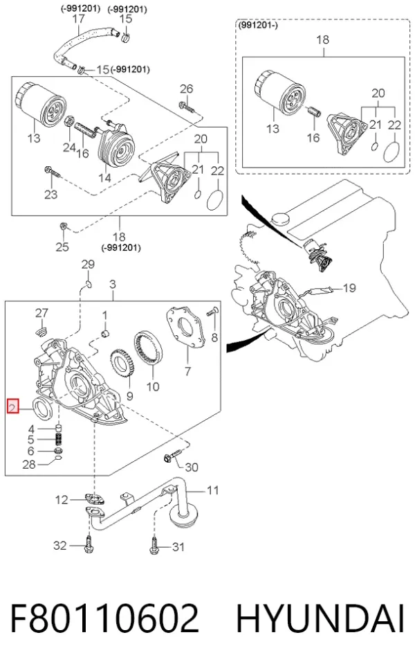 Uszczelniacz wałka rozrządu silnika przedni F80110602 Hyundai/Kia