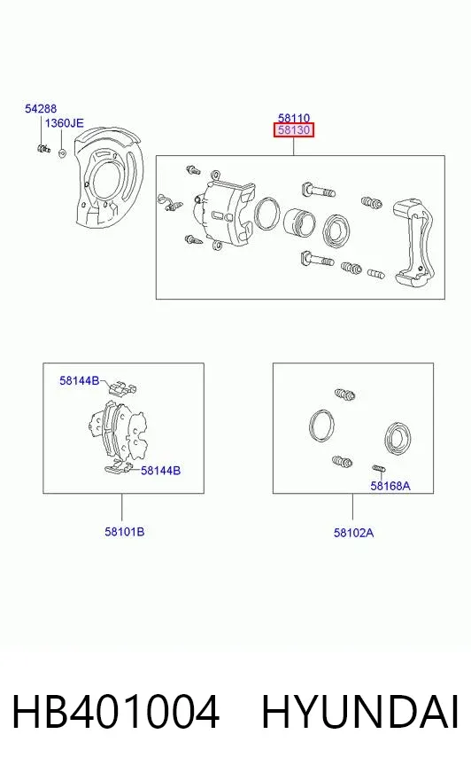 Zacisk hamulcowy przedni prawy HB401004 Hyundai/Kia