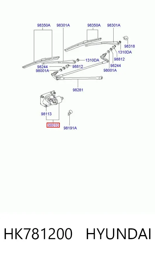 Silniczek wycieraczki szyby przedniej Hyundai Galloper JK