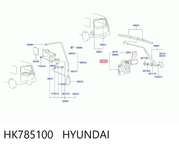 Silniczek wycieraczki tylnej szyby HK785100 Hyundai/Kia