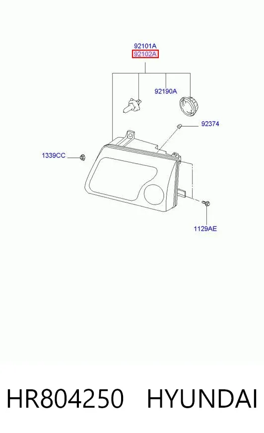 Reflektor prawy HR804250 Hyundai/Kia