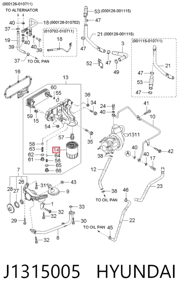 Filtr oleju J1315005 Hyundai/Kia