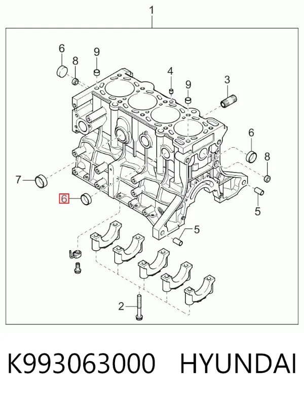 Zaślepka głowicy cylindrów/bloku cylindrów K993063000 Hyundai/Kia