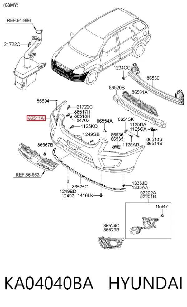 Zderzak przedni KA04040BA Hyundai/Kia