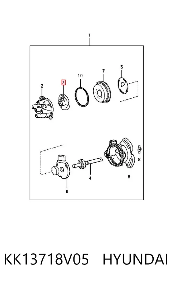 Palec rozdzielacza zapłonu KK13718V05 Hyundai/Kia