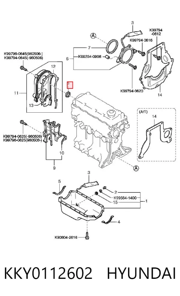 Uszczelniacz wałka rozrządu silnika KKY0112602 Hyundai/Kia