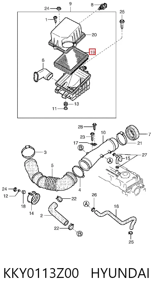 Filtr powietrza KKY0113Z00 Hyundai/Kia