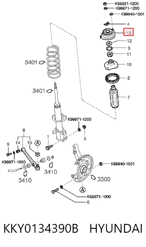 Poduszka amortyzatora przedniego KKY0134390B Hyundai/Kia