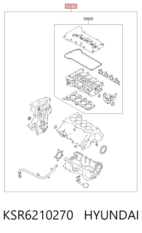 Zestaw uszczelek silnika pełny KSR6210270 Hyundai/Kia
