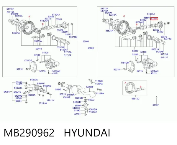 Łożysko końcówki mostu tylnego zewnętrzne MB290962 Hyundai/Kia