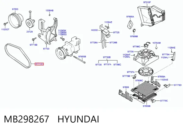 Pas napędowy mechanizmów MB298267 Hyundai/Kia