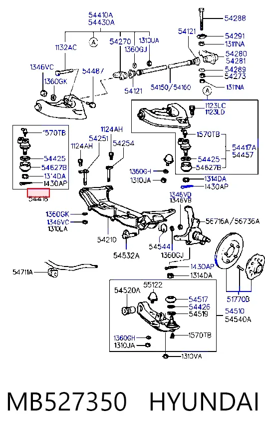 Sworzeń wahacza górny MB527350 Hyundai/Kia
