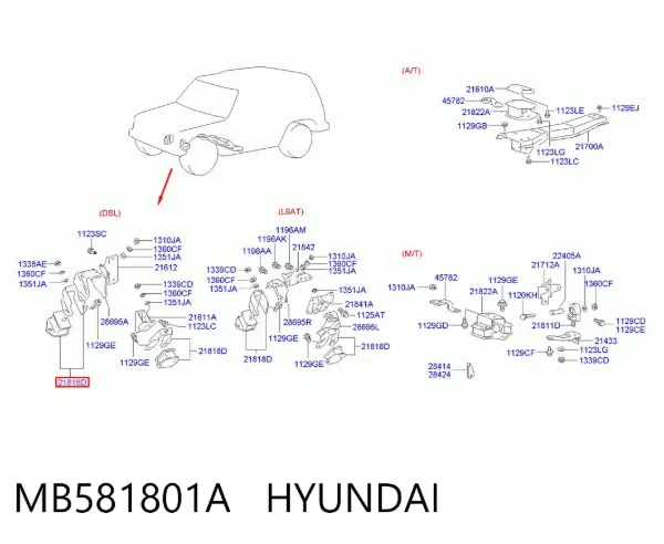 Poduszka (podpora) silnika prawa MB581801A Hyundai/Kia