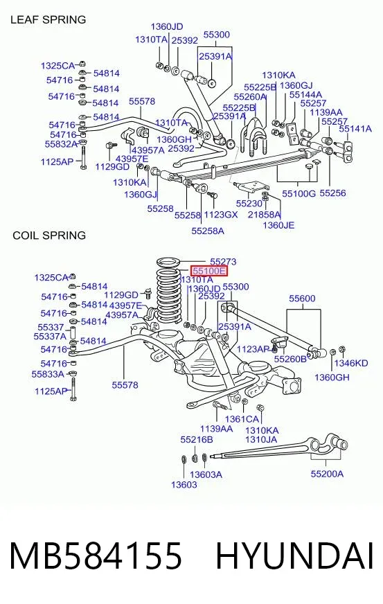 Sprężyna tylna MB584155 Hyundai/Kia