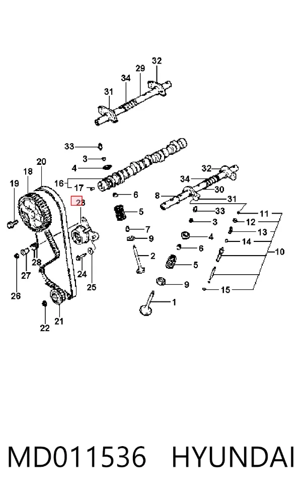 Napinacz paska rozrządu MD011536 Hyundai/Kia