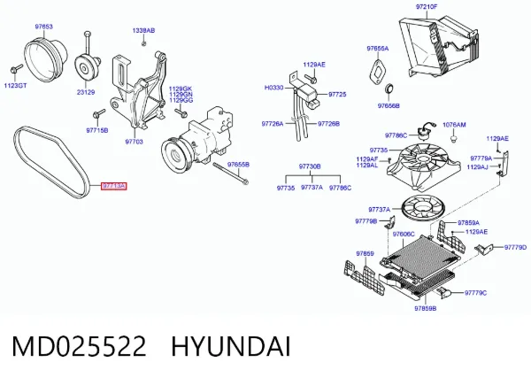 Pas napędowy mechanizmów MD025522 Hyundai/Kia